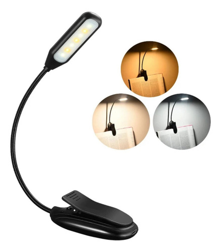 Lampara Lectura Led Recargable Clip Para Leer De Noche Usb 