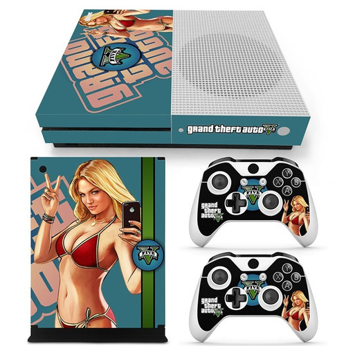 Skin Xbox One S Grand Theft Auto Gta V Consola Y 2 Controles