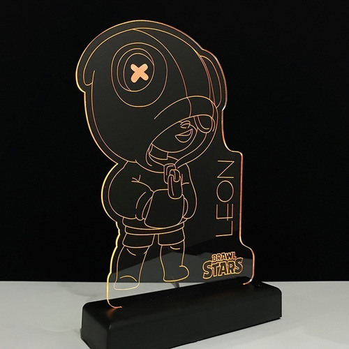 Lámpara Brawl Stars Brawler Leon con base LED, color negro, lámpara de color amarillo