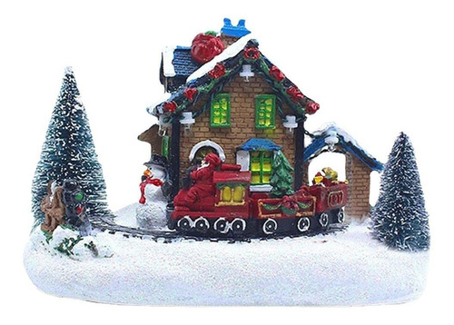 Casa De Navidad Artesanía Led Nieve Edificios En Miniatura