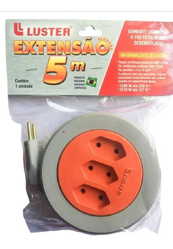 Extensão 5 Metros Redonda Versátil Tripla Mod Antigo 5mt