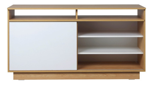 Mueble De Tv Modular Rack Melamina 130cm Hickory Blanco