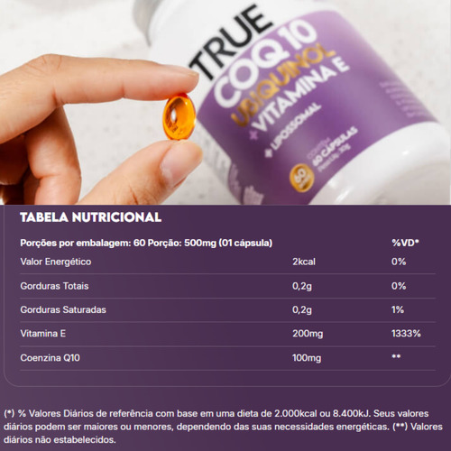 Coenzima Q10 Lipossomal Com Ubiquinol Vitamina E True Source