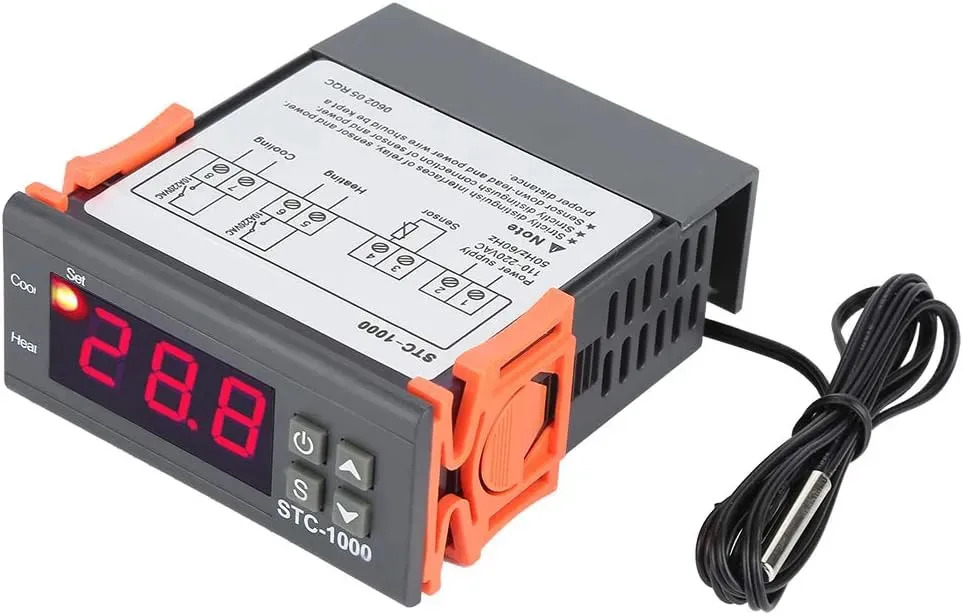 Controlador de Temperatura Digital FONGLU con Alarma, para Acuario e Incubadora