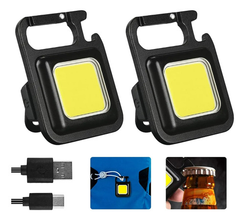 3x Linterna Led Cob Llavero Gancho Mosquetón Mini Light