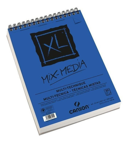 Canson Block Xl Mix Media 300 Grs. A4 Block 30 Hjs Color Azul