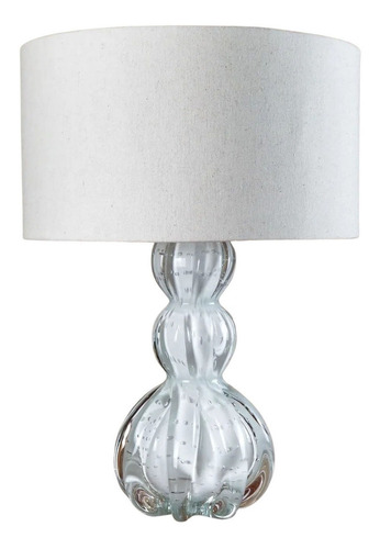 Abajur De Sala De Murano - Cristais Labone - Cor Branca 40cm Cúpula Branco Estrutura Branco