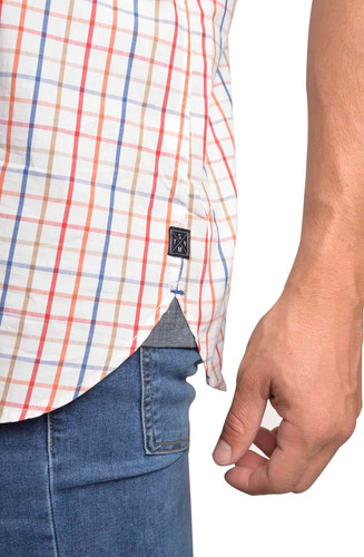 Imagen 5 de 6 de Camisa Hombre Manga Corta Cuadros Multicolor