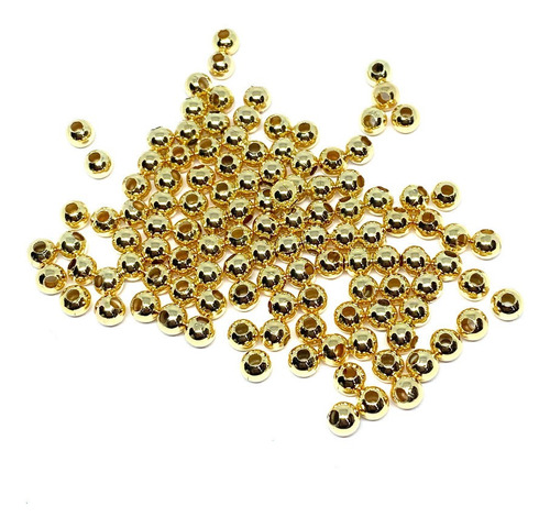 Separadores Bola Lisa 5mm Acero Inoxidable Dorado 50pzs.