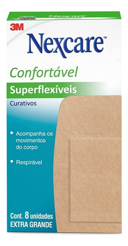 Curativo Superflexível Nexcare 50mm x 101mm Caixa 8 Unidades
