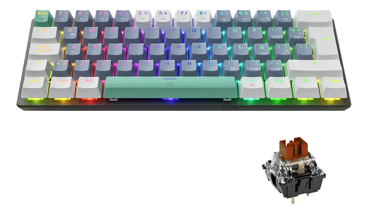 Teclado Mecánico Gamer Machenike K500-B61 ES 60% RGB con Hotswap y Anti-Ghosting