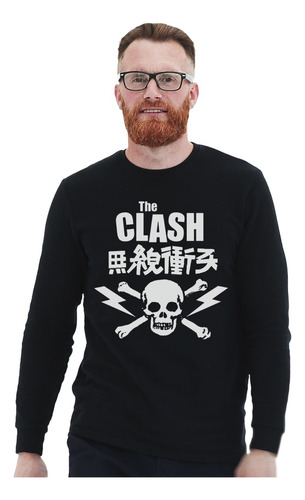 Polera Ml The Clash Skull Logo Japones Punk Impresión Direct