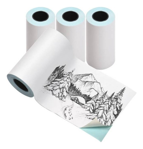 5 Rollos Papel Adhesivo Continuo Impresora Térmica Blancos