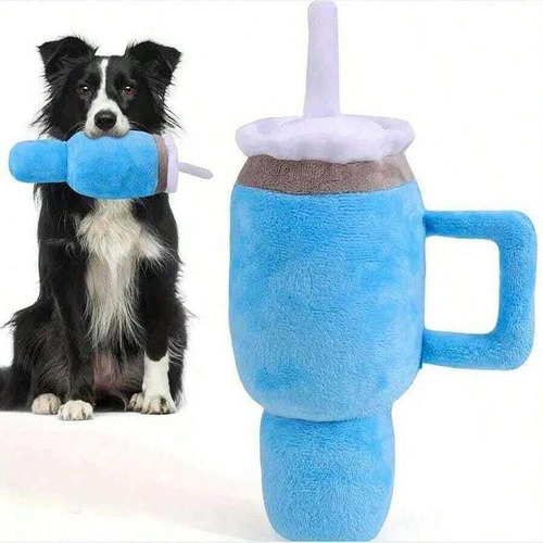 Juguete Para Perros Chirriante, Peluche, Vaso Azul