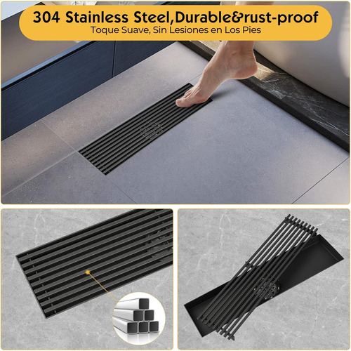 Elegante Coladera Desague Ducha Filtro Amplio Para Piso Baño