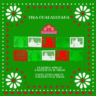 Papel Picado Virgen De Guadalupe 10 Tiras De Plastico 50 M