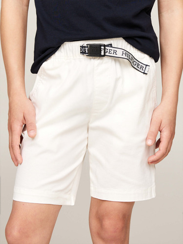 Pantalón Chino Corto Blanco Con Cinturón Tommy Hilfiger Niño Talla 10