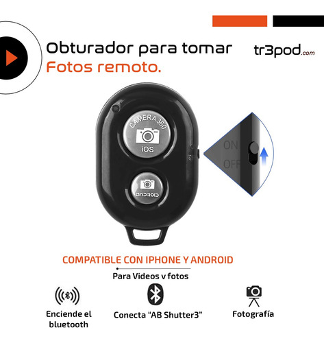 Tripode Camara Celular Tr3pod Aluminio Plegable + Control Negro