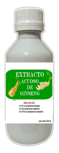 Extracto Acuoso De Ginseng Uso Cosmetico 120 Ml