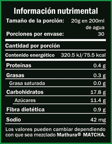 Te Matcha Mathura 600g Mezcla En Polvo