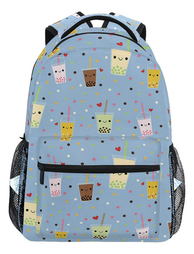 Mochila Happy Boba Bubble Tea College School Book Bag Viaje