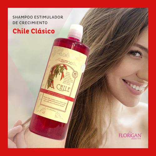 Shampoo Estimulador Crecimiento Chile Clasico 1lt. Florigan