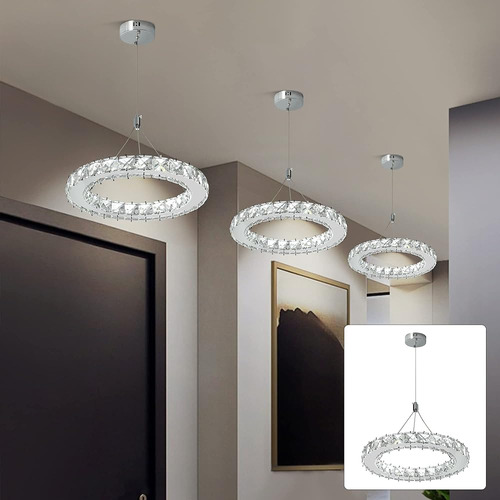 Lámpara De Cristal Led, Lámpara De Araña Moderna Y Anillo Co