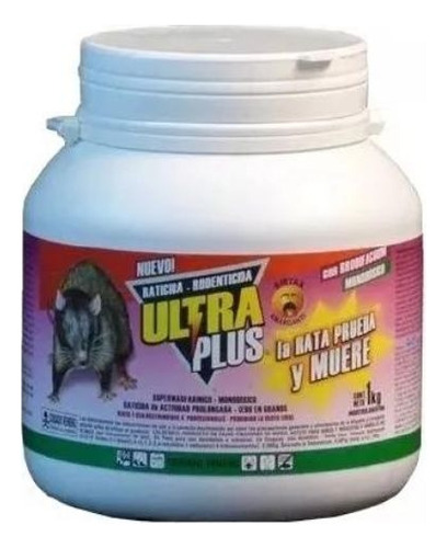 Raticida Ultraplus -1kg. Con Tapa Roscada Ratas Y Ratones