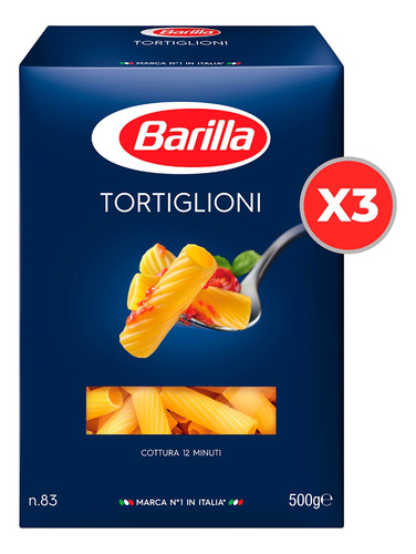 Fideos Barilla Tortiglioni Nº 83 500 Gr. Pack X3
