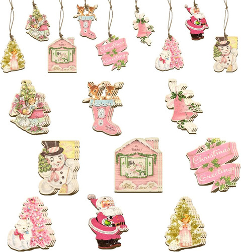 27 Adornos De Navidad Vintage, Decoración De Navidad Rosa, E