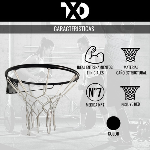 Imagen 3 de 9 de Aro De Basquet Con Red Numero 7 Basket Tornillos 45cm Metal