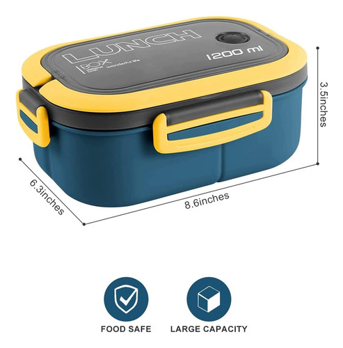 Wu Fiambrera Doble Capa Con Compartimentos Lonchera Bento
