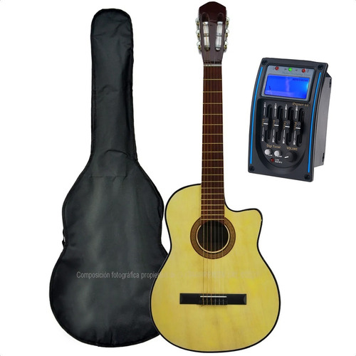 Guitarra Electroacustica Media Caja Nylon Eq Afinador Funda