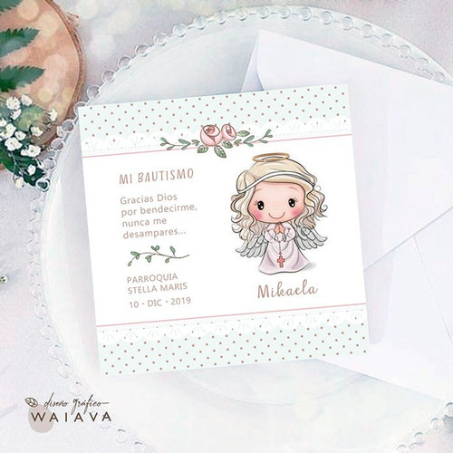 Imagen 4 de 10 de Estampas Tarjetas Bautismo De Nenas X 2u