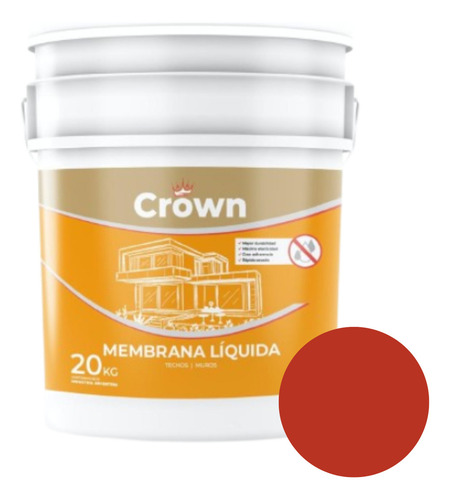 Membrana Liquida Techos Y Muros Rojo 20kg Crown