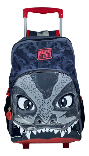 Mochila Bolsa Infantil Carrinho Dinossauro Fuseco Cor Cinza-escuro