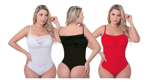 Body Encaje Reductor 100% Colombiana -rojo, Negro, Blanco