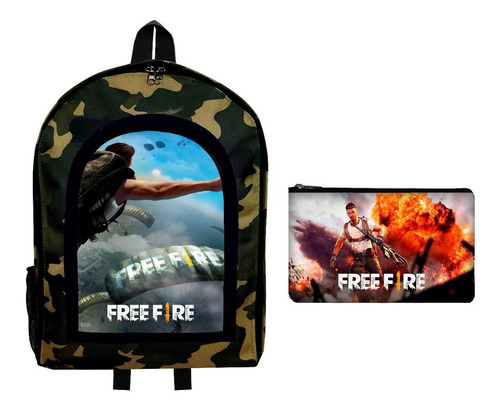 Combo Mochila Reforzada + Cartuchera Free Fire 