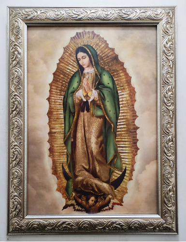 Virgen De Guadalupe  Marco Plateado  48 X 37 Cms.