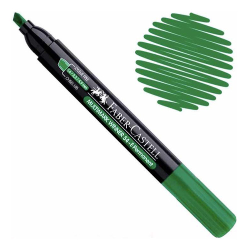 Marcador Permanent Pta Biselada 54 Faber C. Col Verde Pqtx12