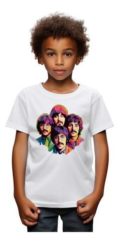 Camiseta Infantil Bco Banda Beatles Arte Colors