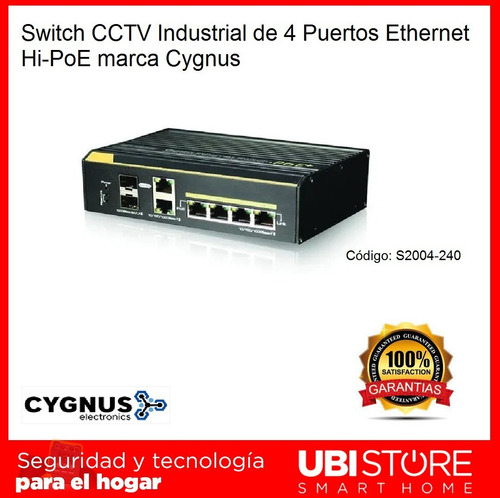 Imagen 3 de 8 de Switch Cctv 4 Puertos Ethernet Hi-poe Cygnus (cy-s2004-240)