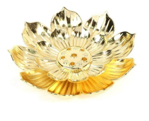 Imagen 1 de 5 de Porta-incienso Flor De Loto Dorado