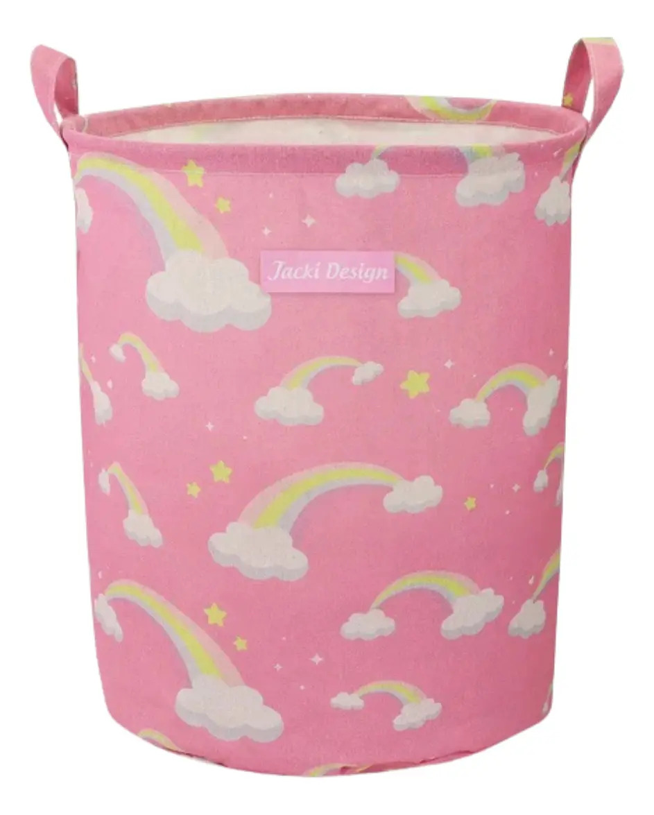 Cesto Organizador Brinquedo Roupa Suja Dobrável Jacki Design Cor Pink