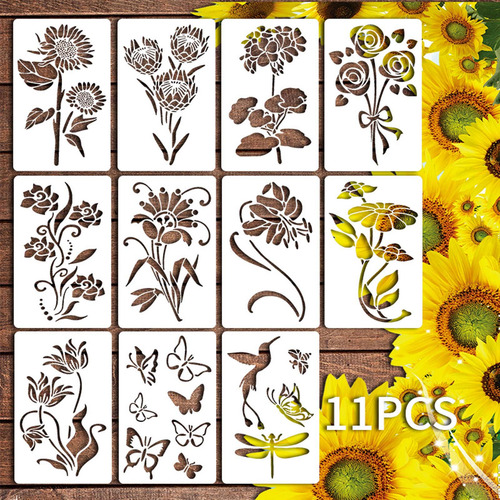 Plantillas De Flores Grandes Para Decoración Exterior M, Par
