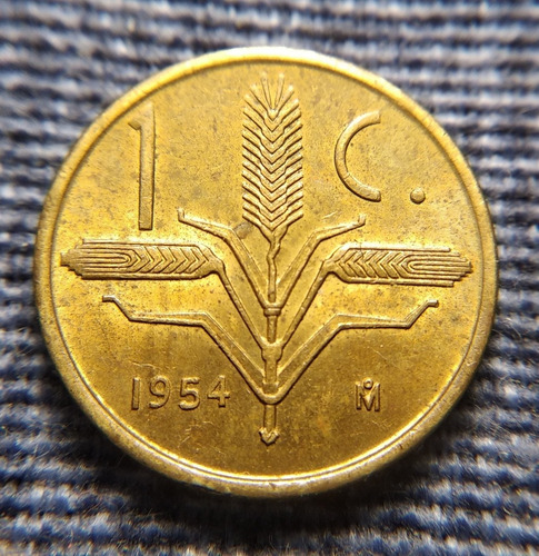 Moneda Un Centavo Espiga 1954, En Bronce 16mm. (Usado)
