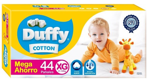 Pañales Bebes Duffy Cotton Mega Pack Talle Xg 44 Unidades