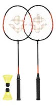 Comprar Kit Badminton 2 Raquetes + 2 Petecas Praia Quadra Vollo Cor Preto e Laranja