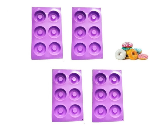 Pack X4 Moldes Silicona Moldes De Silicona Donuts Mini Dona