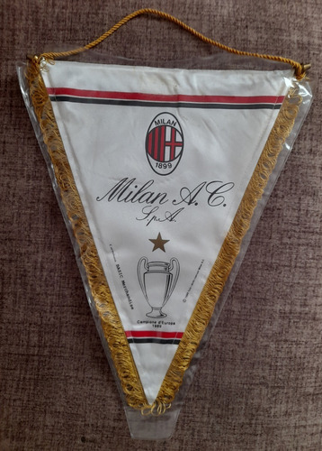 Antiguo Banderin A.c Milan Campeon De Europa 1989